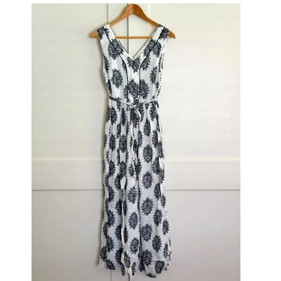 Robe Boho Empire Noir & Blanc Floral - Taille M Occasion Très Bon État